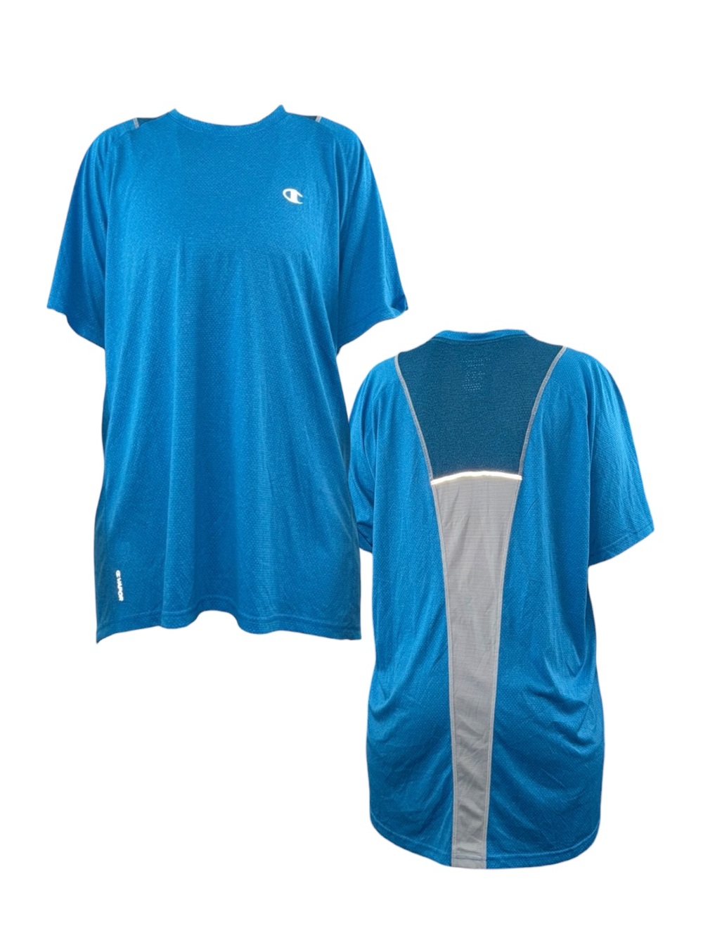 Champion Blue Short-Sleeve Athletic Tee with Gray Back Insert